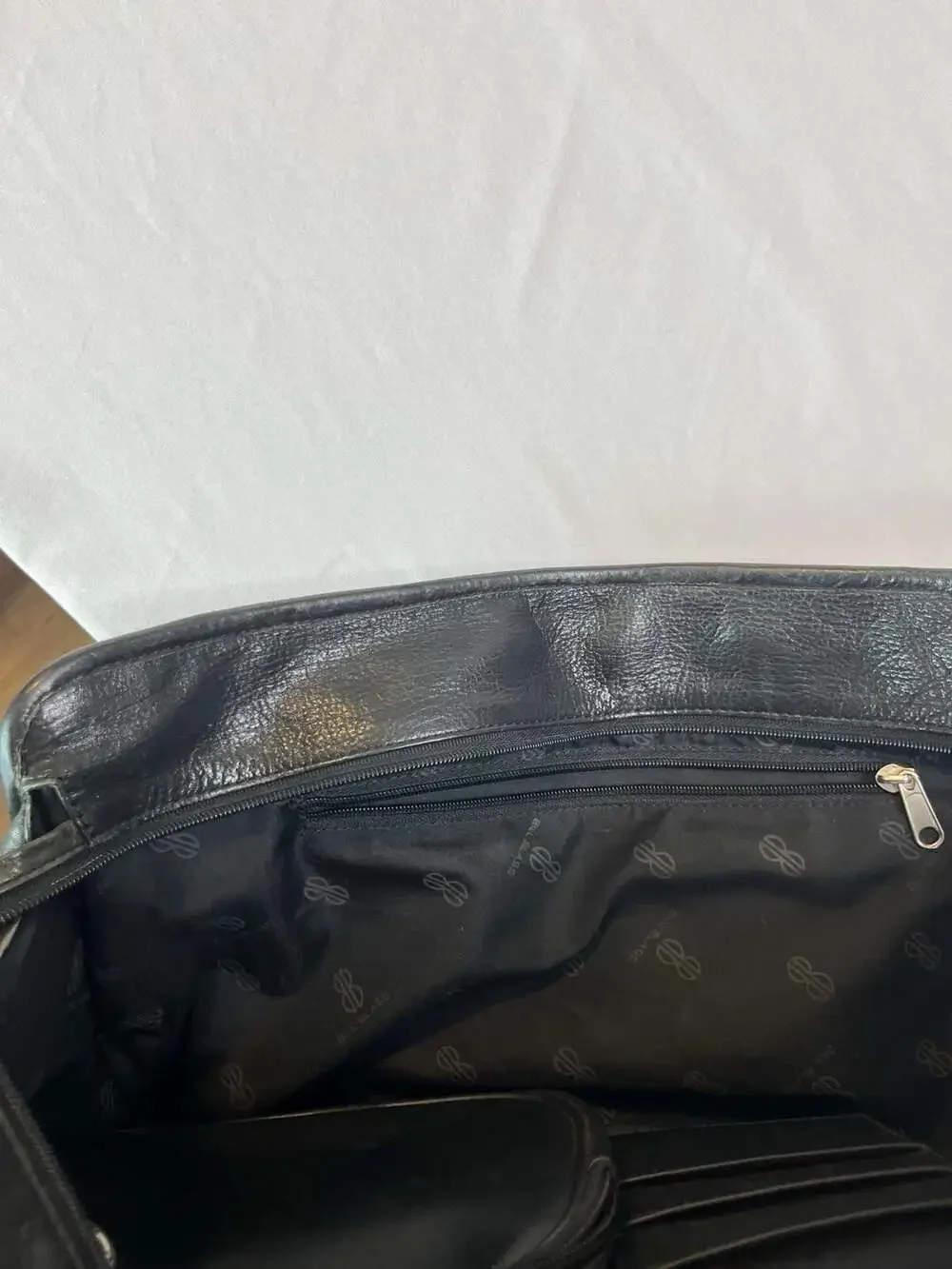 Vintage 80s Bill Blass Black Leather Laptop Messenger or Shoulder Bag